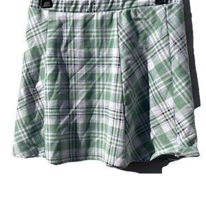 Vintage RSQ Mini Skirt Women’s Size XL Plaid Green Squared Pull On Skirt Y2K